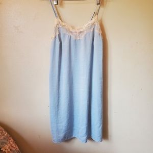 Blue Satin Slip Dress